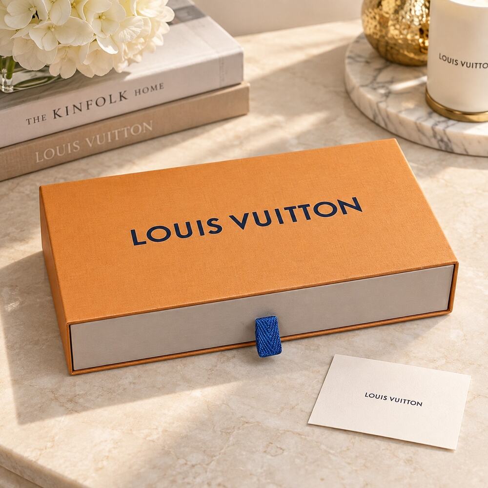Authentic Louis Vuitton Orange Slide Box Gift Box w/ Card 9.5 x 5.5